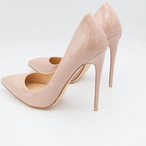 COLETER Women's Sexy Pointed Toe High Heels,4.72 inch/12cm Patent Leather Pumps